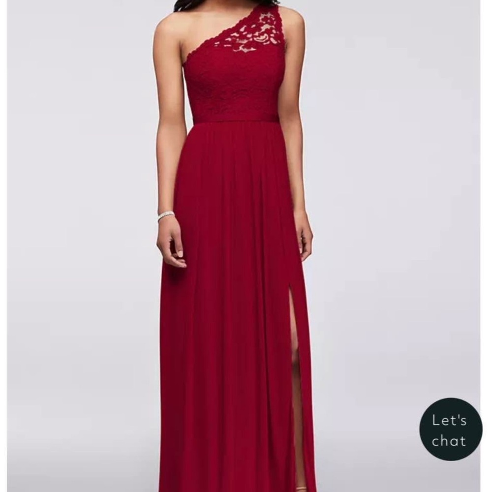 New David’s Bridal One-Shoulder Lace Dress (Size 4) – Tags Attached